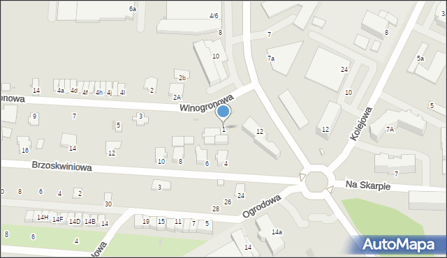 Pułtusk, Winogronowa, 1, mapa Pułtusk