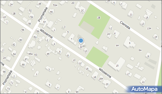 Puszczykowo, Wiosenna, 11, mapa Puszczykowo