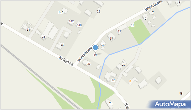 Pysząca, Wierzbowa, 19, mapa Pysząca