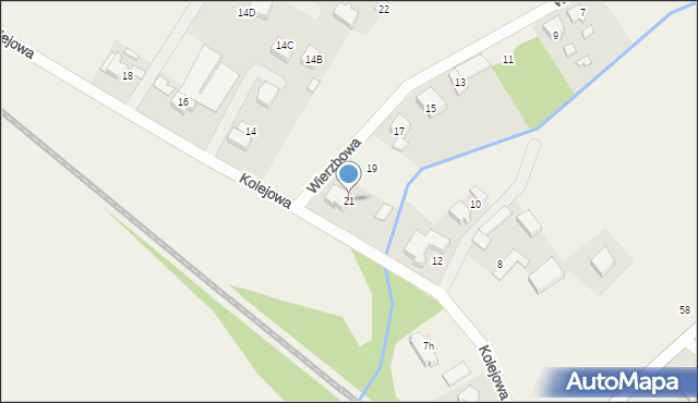 Pysząca, Wierzbowa, 21, mapa Pysząca