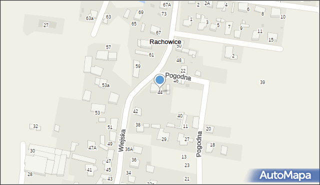 Rachowice, Wiejska, 44, mapa Rachowice