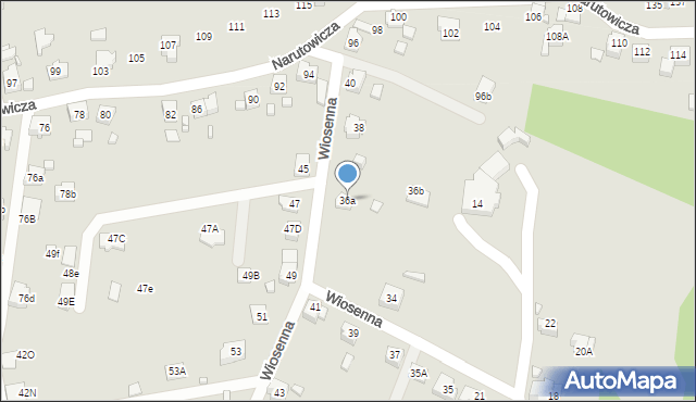 Radlin, Wiosenna, 36a, mapa Radlin