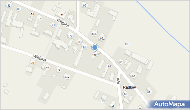 Radłów, Wiejska, 66, mapa Radłów