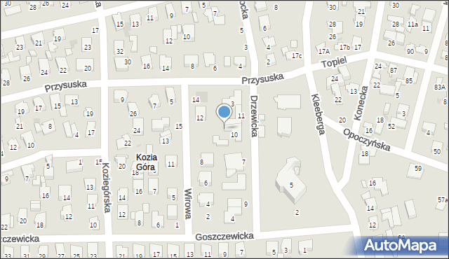 Radom, Wirowa, 10, mapa Radomia