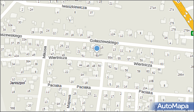 Radom, Wiertnicza, 53, mapa Radomia