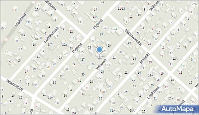 Radom, Willowa, 24, mapa Radomia