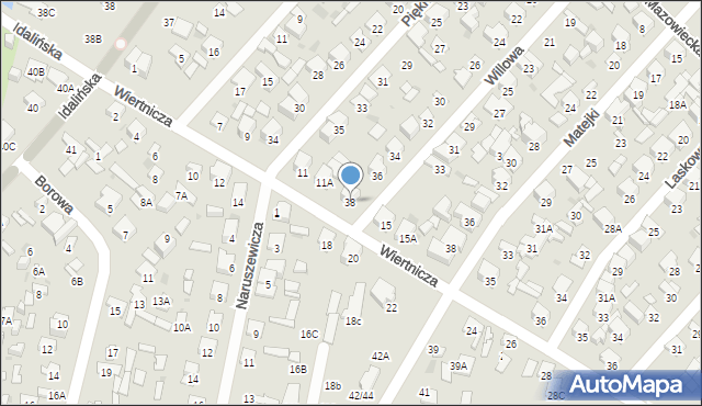 Radom, Willowa, 38, mapa Radomia
