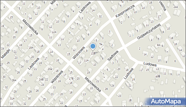 Radom, Wiśniowa, 11B, mapa Radomia