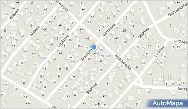 Radom, Wiśniowa, 17A, mapa Radomia