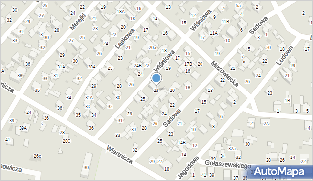 Radom, Wiśniowa, 23, mapa Radomia