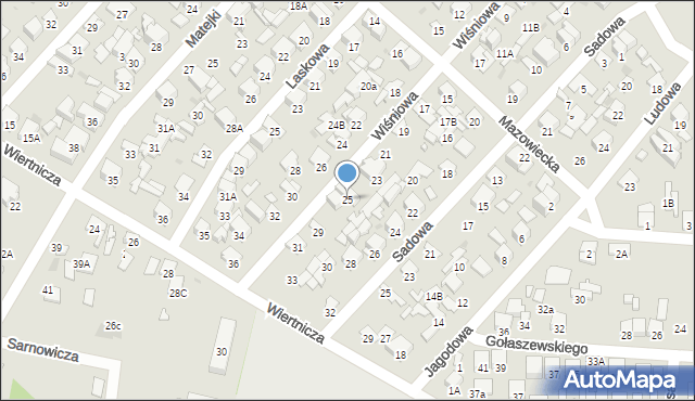 Radom, Wiśniowa, 25, mapa Radomia