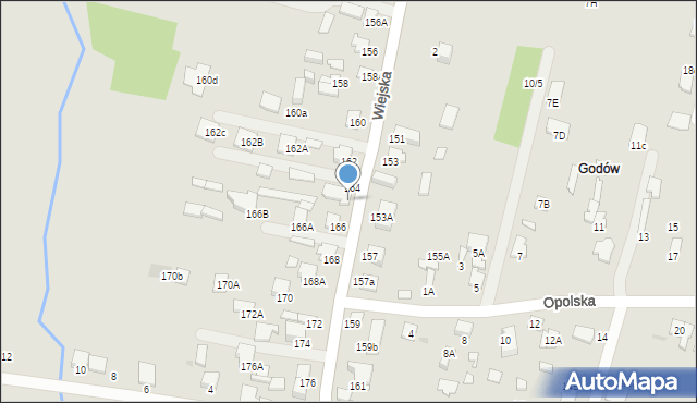 Radom, Wiejska, 164A, mapa Radomia