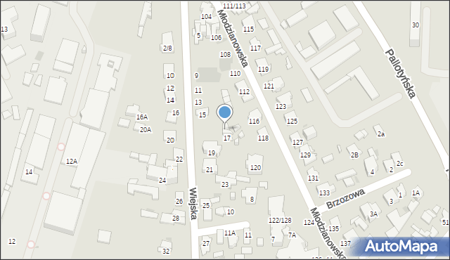 Radom, Wiejska, 17A, mapa Radomia