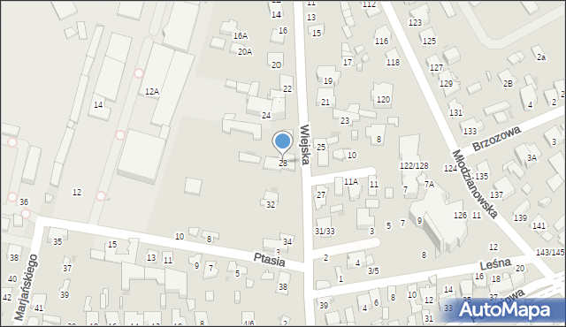 Radom, Wiejska, 28, mapa Radomia