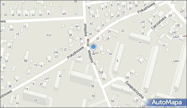 Radom, Wiejska, 49, mapa Radomia