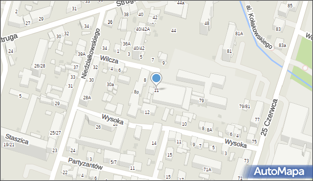 Radom, Wilcza, 11, mapa Radomia