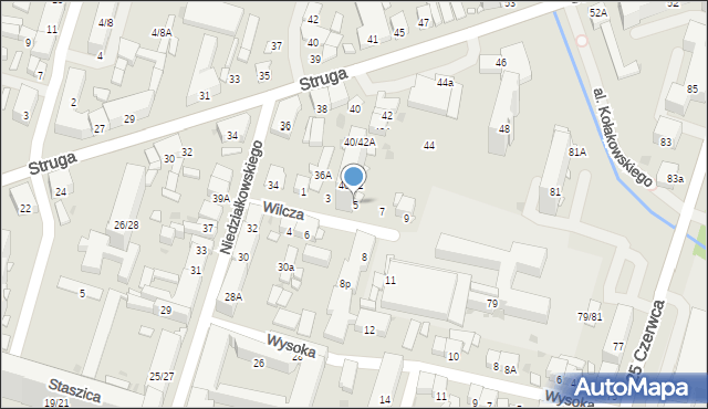 Radom, Wilcza, 5, mapa Radomia