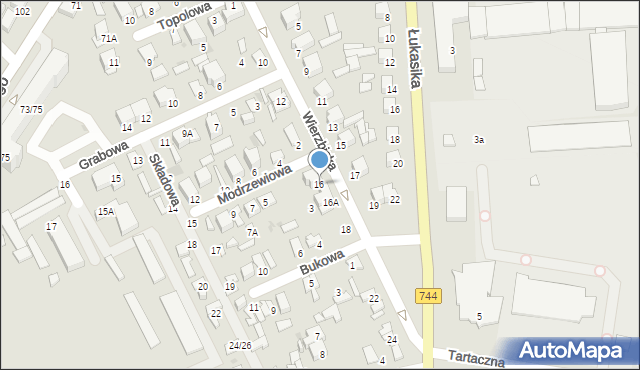 Radom, Wierzbicka, 16, mapa Radomia