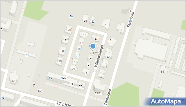 Radom, Witkowskiego Stefana, 9, mapa Radomia