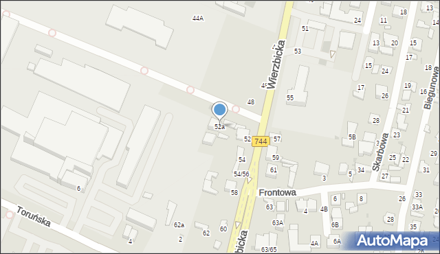 Radom, Wierzbicka, 52a, mapa Radomia