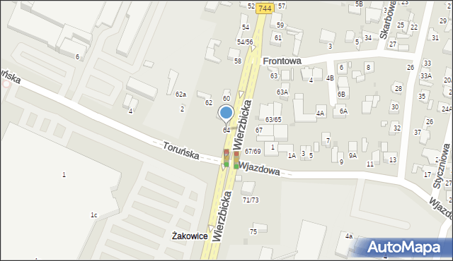 Radom, Wierzbicka, 64, mapa Radomia