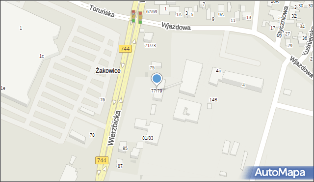 Radom, Wierzbicka, 77/79, mapa Radomia