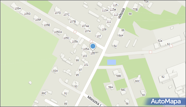 Radom, Witosa Wincentego, 105aa, mapa Radomia