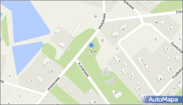 Radonie, Widokowa, 30, mapa Radonie