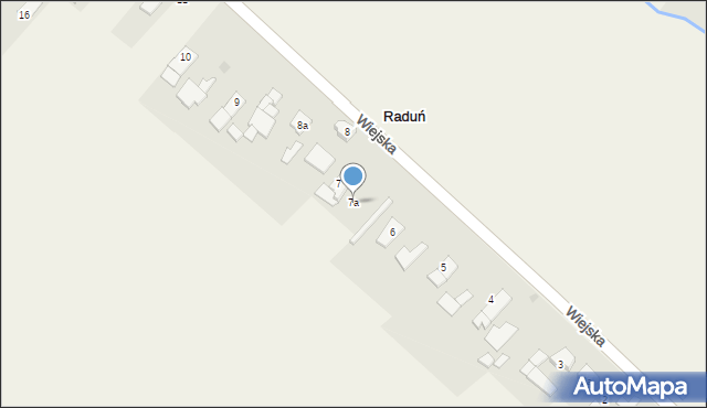 Raduń, Wiejska, 7a, mapa Raduń