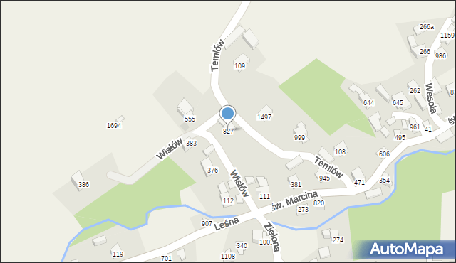 Radziechowy, Wisłów, 827, mapa Radziechowy