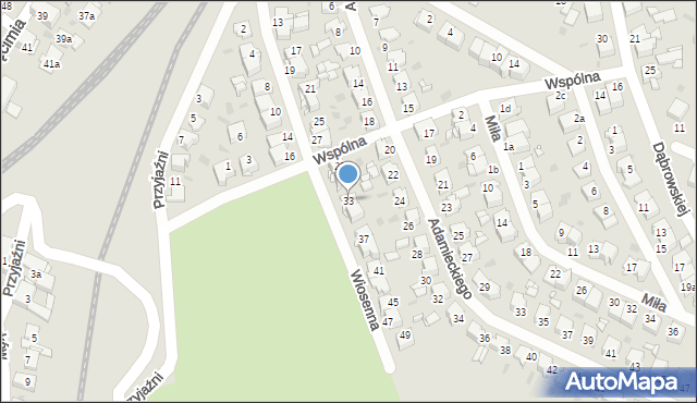 Radzionków, Wiosenna, 33, mapa Radzionków