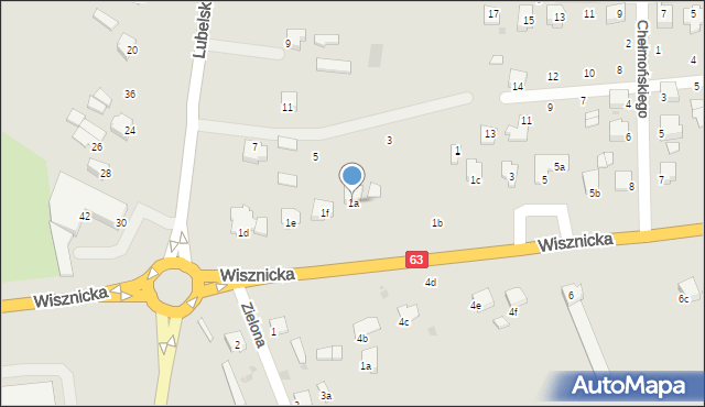 Radzyń Podlaski, Wisznicka, 1a, mapa Radzyń Podlaski