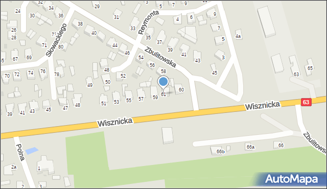 Radzyń Podlaski, Wisznicka, 61, mapa Radzyń Podlaski