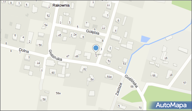 Rakownia, Wiklinowa, 1, mapa Rakownia