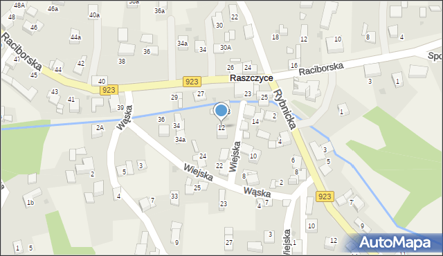 Raszczyce, Wiejska, 12, mapa Raszczyce