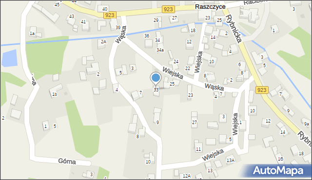 Raszczyce, Wiejska, 33, mapa Raszczyce