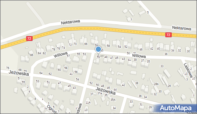 Rawa Mazowiecka, Willowa, 51, mapa Rawa Mazowiecka