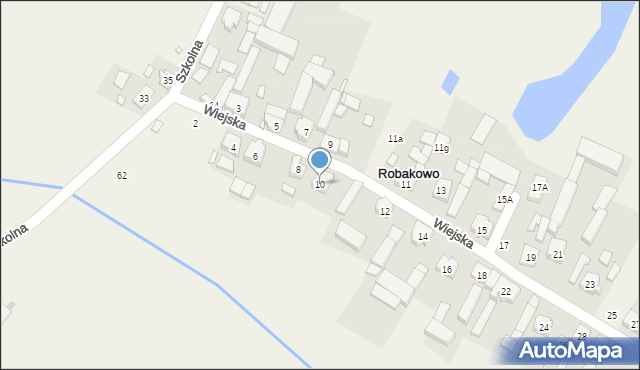 Robakowo, Wiejska, 10, mapa Robakowo