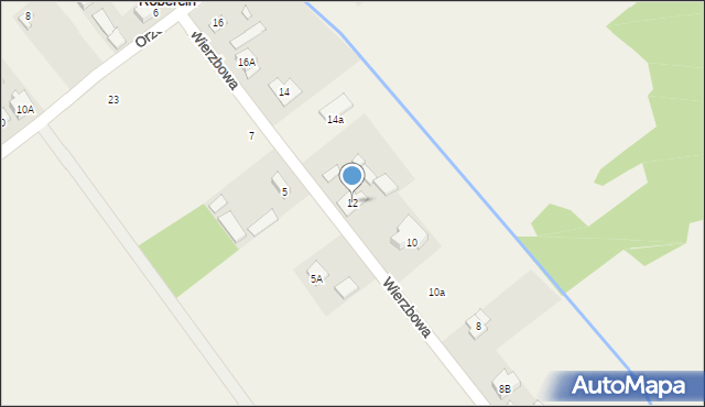 Robercin, Wierzbowa, 12, mapa Robercin