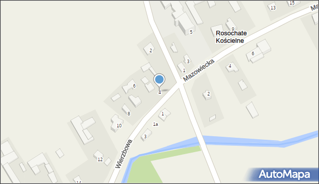 Rosochate Kościelne, Wierzbowa, 4, mapa Rosochate Kościelne