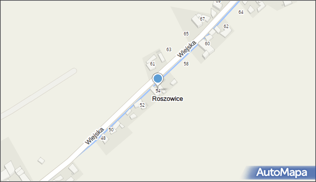 Roszowice, Wiejska, 54, mapa Roszowice