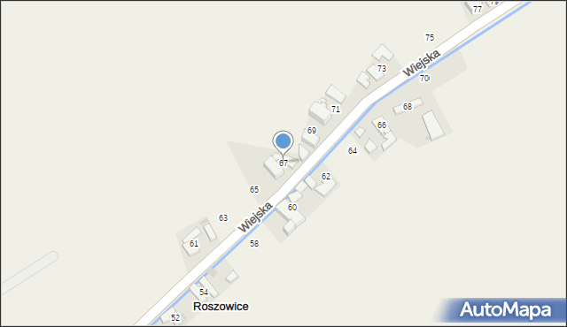 Roszowice, Wiejska, 67, mapa Roszowice