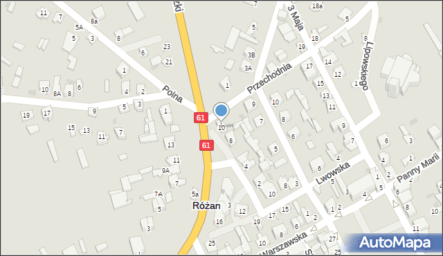 Różan, Wileńska, 10, mapa Różan