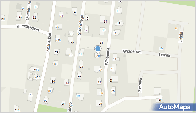 Rożental, Wiosenna, 20, mapa Rożental