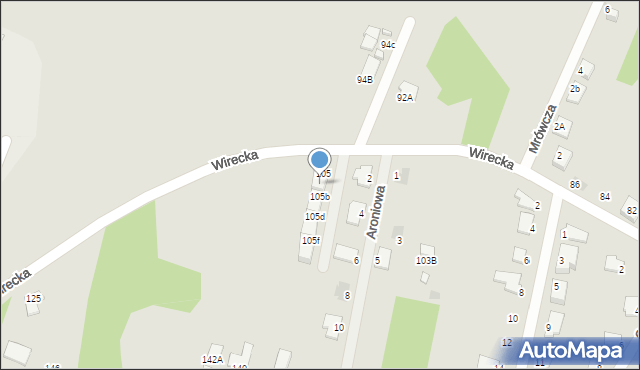 Ruda Śląska, Wirecka, 105a, mapa Rudy Śląskiej