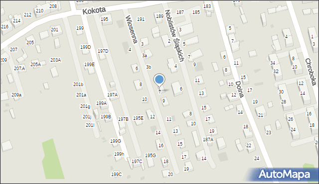 Ruda Śląska, Wiosenna, 7, mapa Rudy Śląskiej