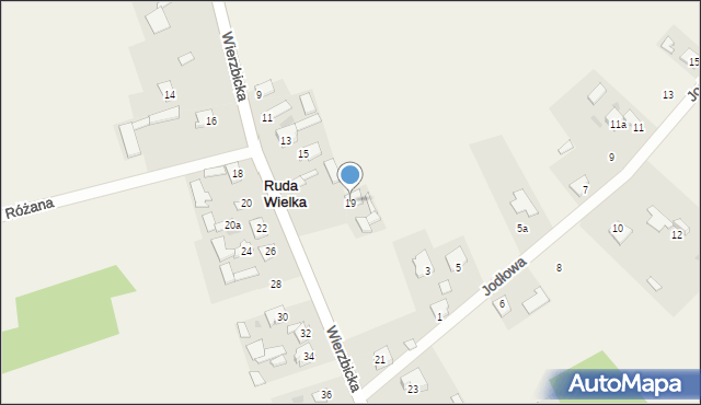 Ruda Wielka, Wierzbicka, 19, mapa Ruda Wielka