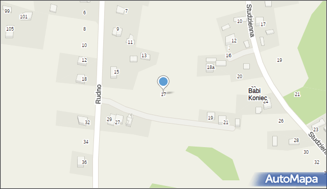 Rudno, Widokowa, 17, mapa Rudno
