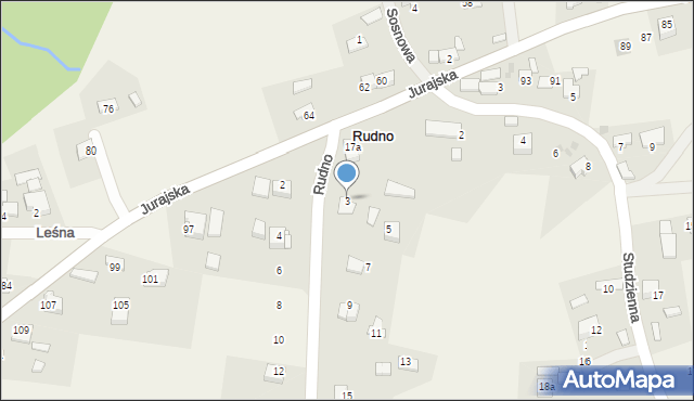 Rudno, Widokowa, 3, mapa Rudno
