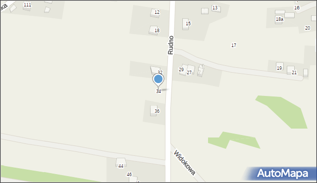 Rudno, Widokowa, 34, mapa Rudno